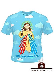 CAMISETA INFANTIL JESUS MISERICORDIOSO - AZUL
