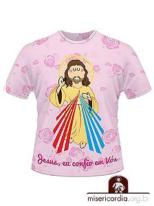 CAMISETA INFANTIL JESUS MISERICORDIOSO - ROSA