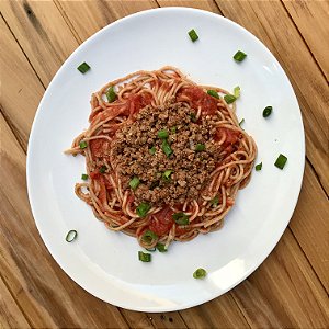 Patinho moído e macarrão integral 200g