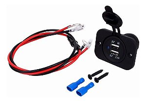 Tomada Soquete Saída Usb 12v P 5v Barco Lancha C Fiação