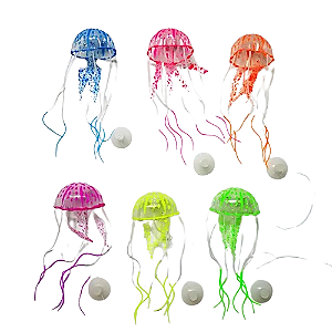 Água Viva Medusa fluorescente Enfeite Silicone aquário