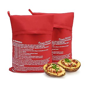 kit 2 Saco para Cozinhar Assar Batatas Legumes no Microondas