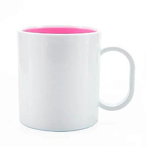 Caneca para Sublimação de Polímero Branco com Interior Rosa Pink