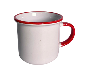 Xícara de Porcelana Alça e Borda Colorida