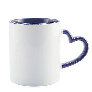 CANECA DE PORCELANA COM ALÇA DE CORAÇÃO - AZUL ESCURO - UNIDADE