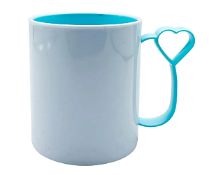 Caneca de Polímero para Sublimação Alça Coraçãozinho 325ml