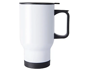 Copo Térmico Para Sublimação de Inox Branco Com Tampa 475ml