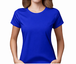 Camisa Baby Look Azul Bic de Poliéster