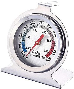 Termômetro Analógico em Aço Inox Para Fornos Elétricos ou Gás, Churrasqueira e Lava Louça