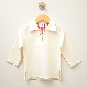 Camisa-bata off-white de linho