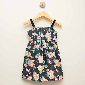 Vestido floral - alças veludo