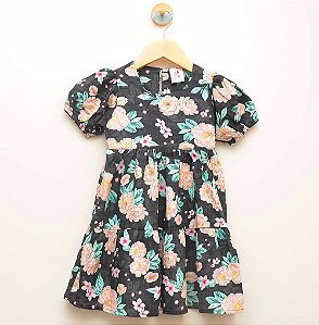Vestido floral - manga bufante