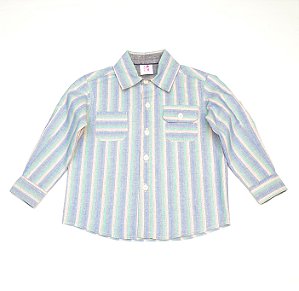 Camisa manga longa listrado colorido - 2 bolsos