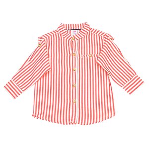 Camisa manga longa - listrado vermelho e off-white