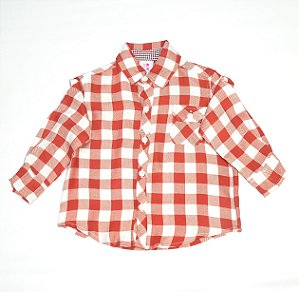 Camisa manga longa - xadrez tijolo