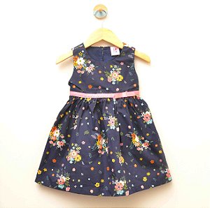 Vestido Floral - faixa gorgurão