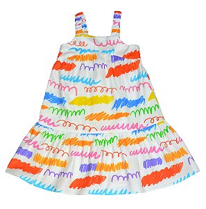 Vestido Alça Elástico Rabiscos