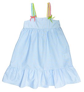 Vestido Vichy alças bordadas