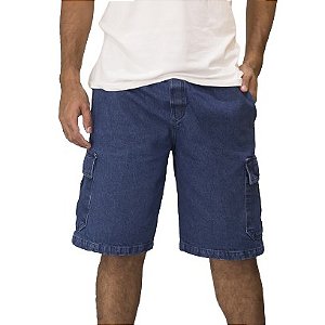 Bermuda Cargo Slagbaai e Plus Size Jeans Grosso 11oz Cintura de Elástico até (175cm)Ref 904