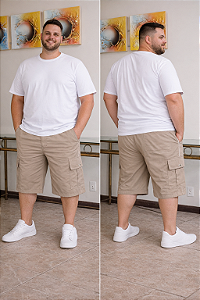 Bermuda Cargo de Microfibra-Tactel Macia e Plus Size com Cintura de até (175cm ) Ref 995