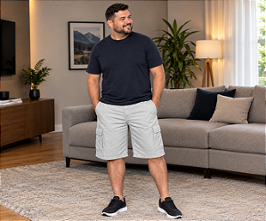 Bermuda Cargo Slagbaai e Plus Size Brim Cintura de Elástico até (175cm) Ref 1006