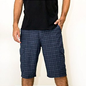 Bermuda Cargo de Cós Sarja Xadrez P/ Cinto Sem Elástico Ref  102740