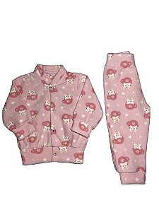 Conjunto Bebê Menina Soft Estampado Gatinha Rosa