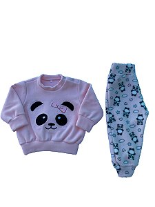 Conjunto Bebê Menina Soft Panda Rosa