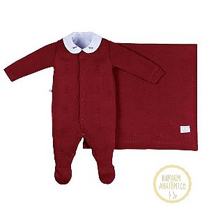 Saída de Maternidade Menina Tricot Vermelho com Body Regatinha Fofinho