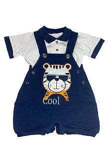 Macacão Bebê Menino Banho de Sol com Camiseta Tigre Lessa Kids