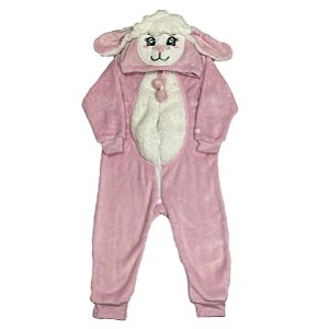 Macacão Menina Ovelha Rosa Plush Lessa Kids