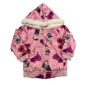 Jaqueta Menina Estampada Forrada Rosa Lessa Kids