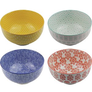 Bowl em Cerâmica Colorido 16cm - 04 Peças