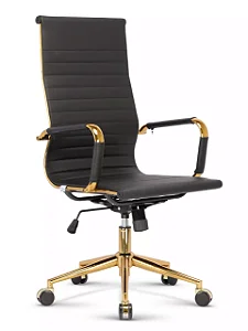 Cadeira Presidente Anima Dourada em Courino Executiva para Escritório - ANM03