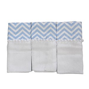 Toalha de Boca 3 Peças Bebe Pano de Boca Menino Chevron Azul Baby Deluxe