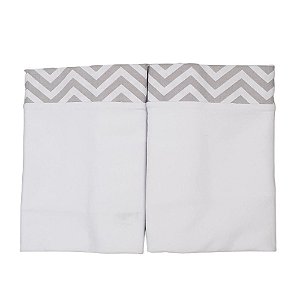 Fronha Travesseiro Bebe Infantil 2 peças Malha Penteada 30x40cm Cinza Chevron