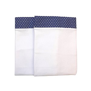 Fronha Travesseiro Bebe Infantil 2 peças Malha Penteada 30x40cm Azul Poa