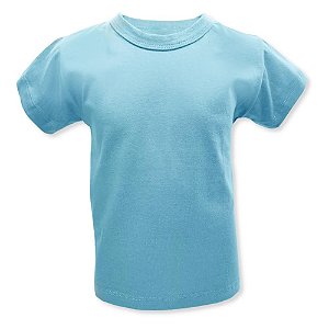 Camiseta Infantil Manga Curta Basica 100% Algodao Azul Bebe P a G