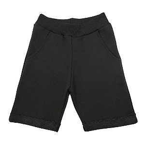 Bermuda Moletinho Shorts Infantil Menino 4 a 8 Preto
