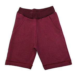 Bermuda Moletinho Shorts Infantil Menino 1 a 3 Vinho