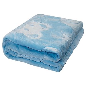 Cobertor Premium Alto Relevo 90x110cm Azul Bebe