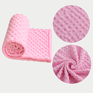 Manta Bebe Berço Enxoval Saida Maternidade Menina Bolinhas Rosa 85cm x 1,15m