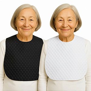 Babador impermeavel Adulto Acamados e Mobilidades Reduzidas Kit 2 babadores Branco e Preto