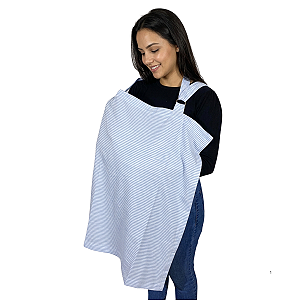 Capa de Amamentação Azul Listrado 100% Algodão