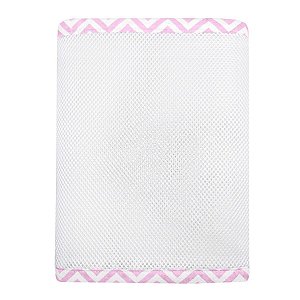 Tela Respiravel Para Berço Baby Deluxe Rosa Chevron