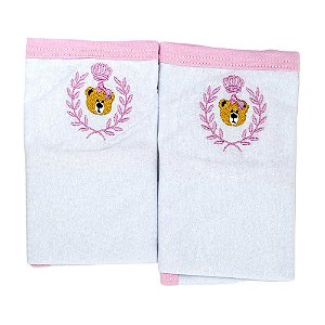 Pano de Boca Baby Deluxe 02 Peças com Prendedor de Chupeta Ursinho Rosa Royal