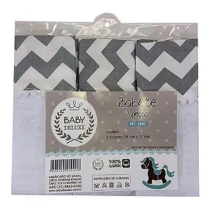 Toalha de Boca 3 Peças Bebe Pano de Boca Menino Cinza Chevron Baby Deluxe