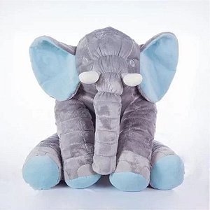 Bichos De Pelúcia WU Para Bebês Elefante Cinza e Azul