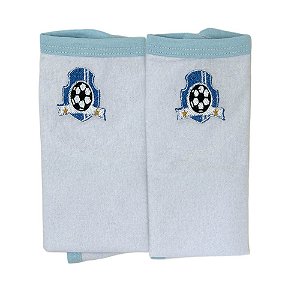 Pano De Boca Baby Deluxe Bordado 02 Peças Com Prendedor De Chupeta Futebol Azul