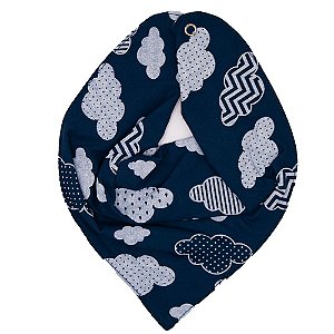 Babador Bandana Baby Deluxe Nuvem Azul Marinho